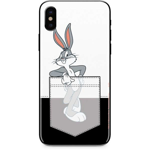 Looney Tunes Bugs Bunny Black White iPhone X Skin