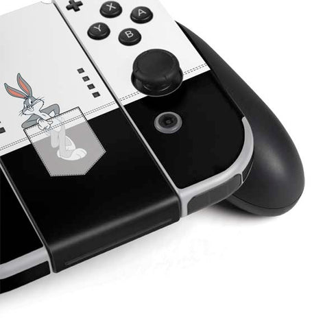 Looney Tunes Bugs Bunny Black White Nintendo Switch OLED (2021) Skin