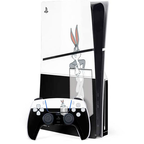 Looney Tunes Bugs Bunny Black White PS5 Slim Disk Bundle Skin