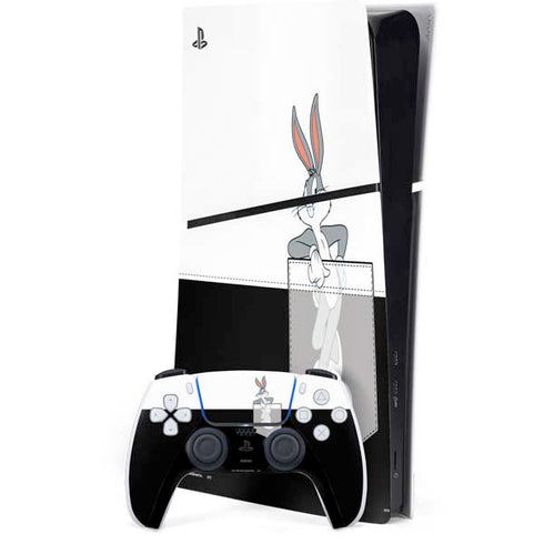 Looney Tunes Bugs Bunny Black White PS5 Slim Digital Edition Console Skin