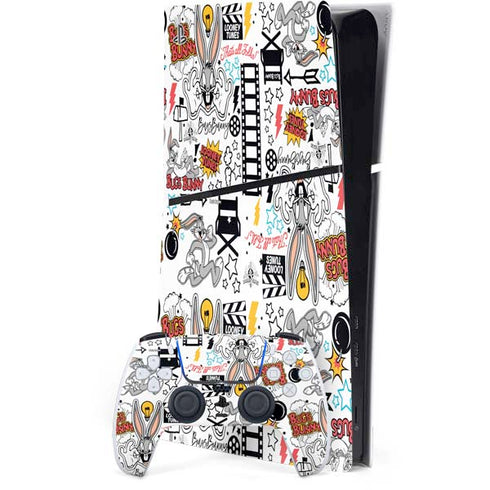 Looney Tunes Bugs Bunny Patches PS5 Slim Digital Edition Console Skin