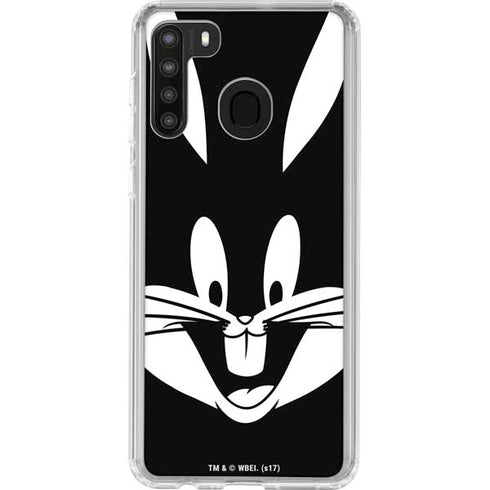 Looney Tunes Bugs Bunny Plain Black and White Galaxy A21 Clear Case