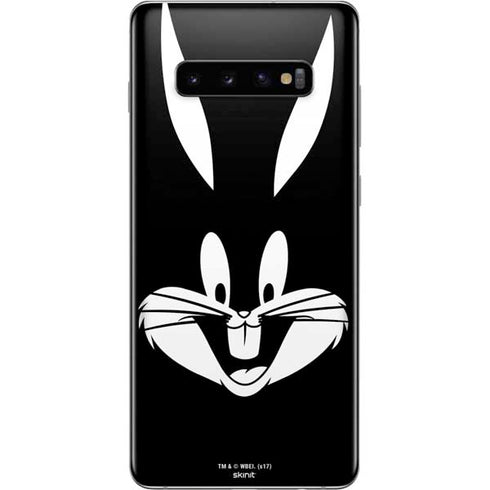 Looney Tunes Bugs Bunny Plain Black and White Galaxy S10 Plus Skin