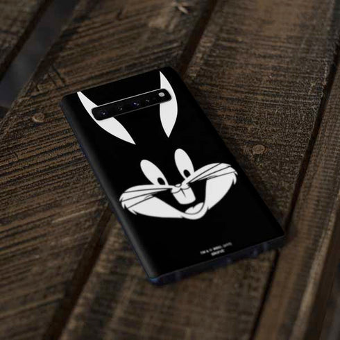 Looney Tunes Bugs Bunny Plain Black and White Galaxy S10 Plus Skin