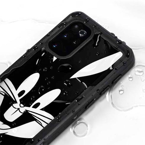 Looney Tunes Bugs Bunny Plain Black and White Galaxy S20 Plus Waterproof Case