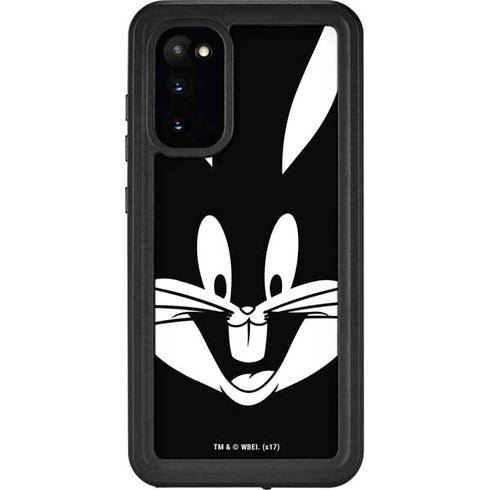 Looney Tunes Bugs Bunny Plain Black and White Galaxy S20 Waterproof Case
