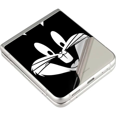 Looney Tunes Bugs Bunny Plain Black and White Galaxy Z Flip3 5G Skin