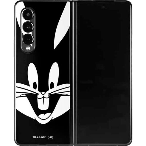 Looney Tunes Bugs Bunny Plain Black and White Galaxy Z Fold3 5G Skin