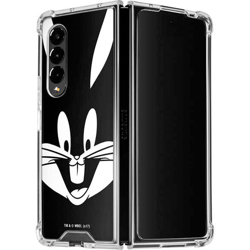 Looney Tunes Bugs Bunny Plain Black and White Galaxy Z Fold4 5G Clear Case