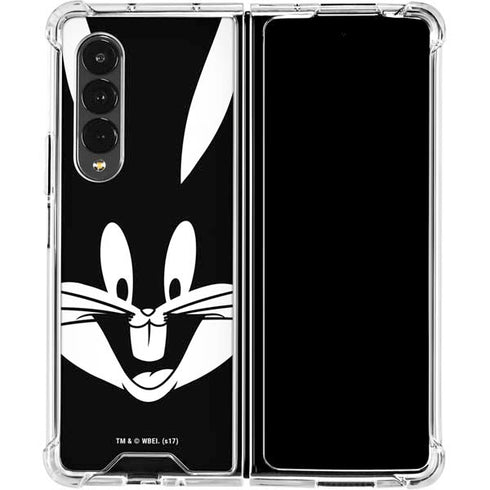 Looney Tunes Bugs Bunny Plain Black and White Galaxy Z Fold4 5G Clear Case