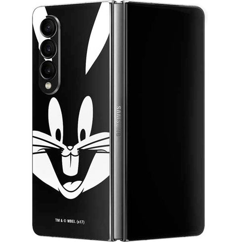 Looney Tunes Bugs Bunny Plain Black and White Galaxy Z Fold4 5G Skin