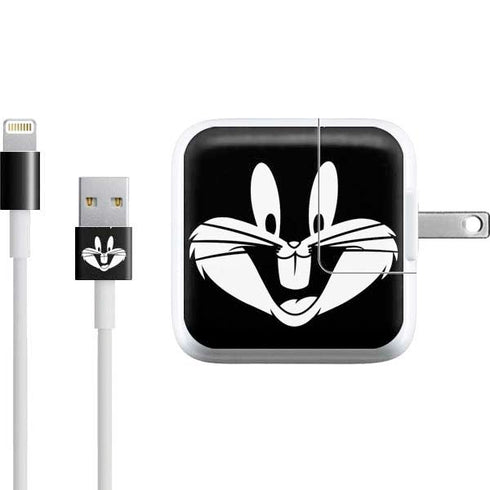 Looney Tunes Bugs Bunny Plain Black and White iPad Charger (10W USB) Skin