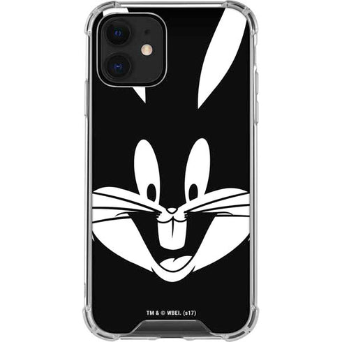 Looney Tunes Bugs Bunny Plain Black and White iPhone 12 Clear Case