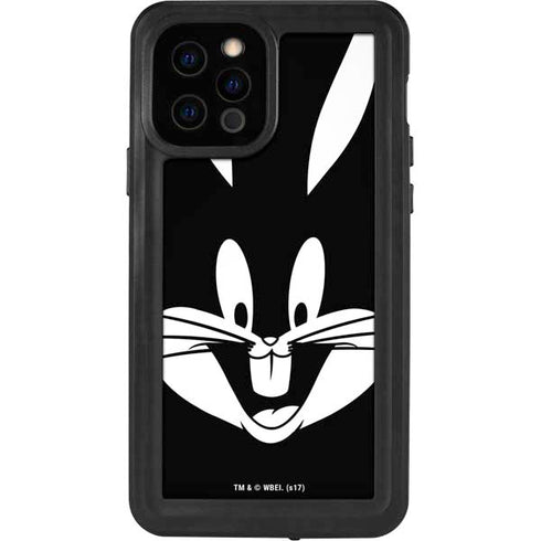 Looney Tunes Bugs Bunny Plain Black and White iPhone 12 Pro Waterproof Case