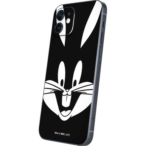 Looney Tunes Bugs Bunny Plain Black and White iPhone 12 Skin