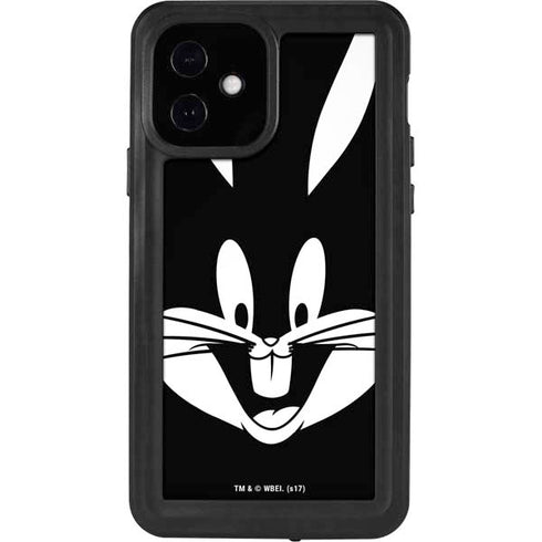 Looney Tunes Bugs Bunny Plain Black and White iPhone 12 Waterproof Case
