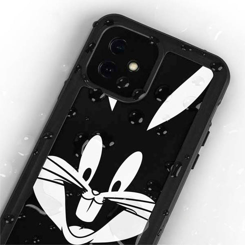 Looney Tunes Bugs Bunny Plain Black and White iPhone 12 Waterproof Case
