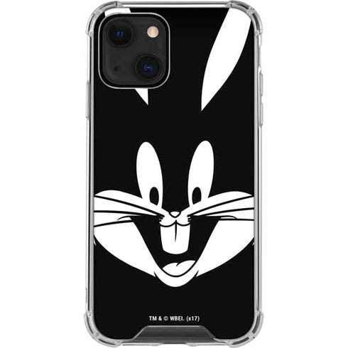 Looney Tunes Bugs Bunny Plain Black and White iPhone 13 Clear Case