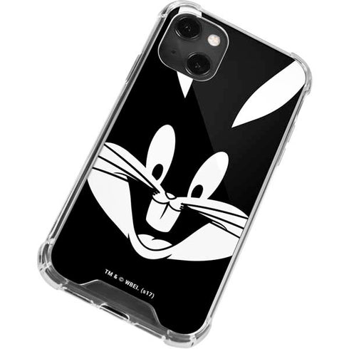Looney Tunes Bugs Bunny Plain Black and White iPhone 13 Mini Clear Case