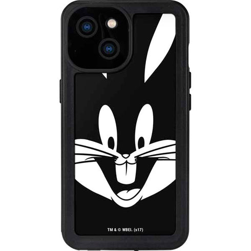 Looney Tunes Bugs Bunny Plain Black and White iPhone 13 Mini Waterproof Case