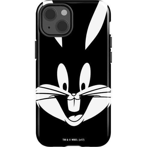 Looney Tunes Bugs Bunny Plain Black and White iPhone 15 Impact Case
