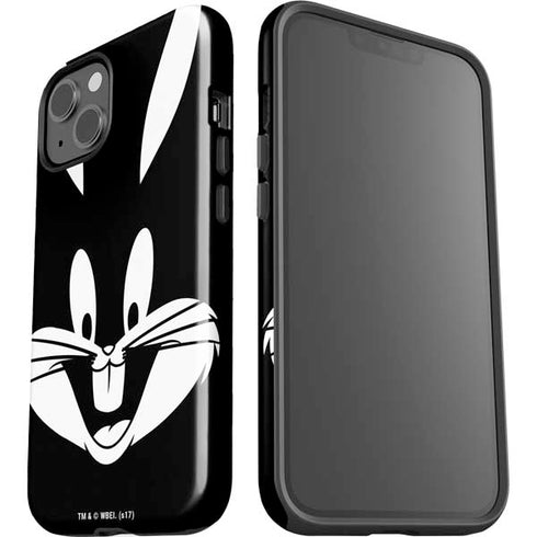 Looney Tunes Bugs Bunny Plain Black and White iPhone 15 Impact Case