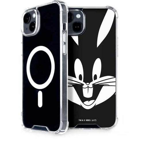 Looney Tunes Bugs Bunny Plain Black and White iPhone 15 Plus MagSafe Case