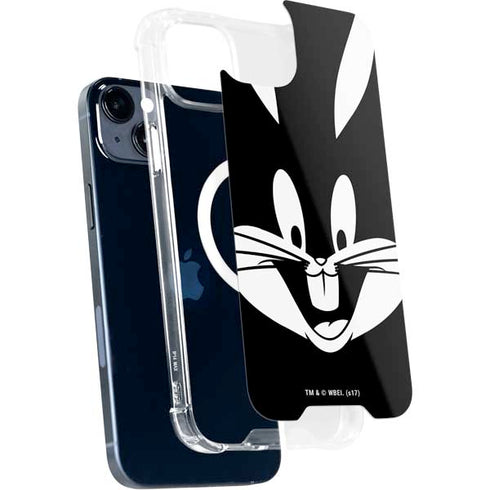 Looney Tunes Bugs Bunny Plain Black and White iPhone 15 Plus MagSafe Case