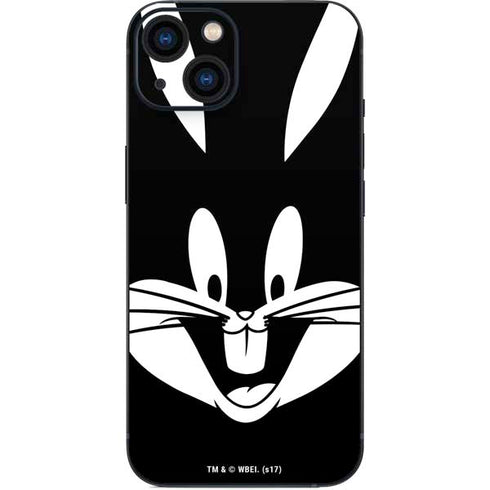 Looney Tunes Bugs Bunny Plain Black and White iPhone 15 Plus Skin