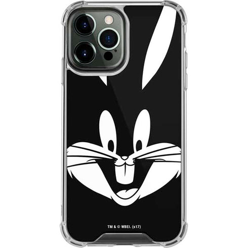 Looney Tunes Bugs Bunny Plain Black and White iPhone 15 Pro Max Clear Case