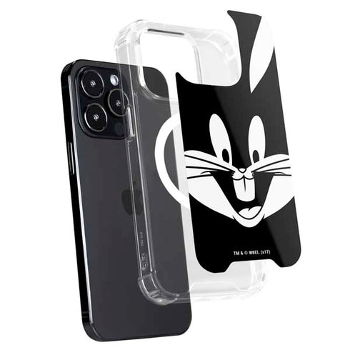 Looney Tunes Bugs Bunny Plain Black and White iPhone 15 Pro Max MagSafe Case