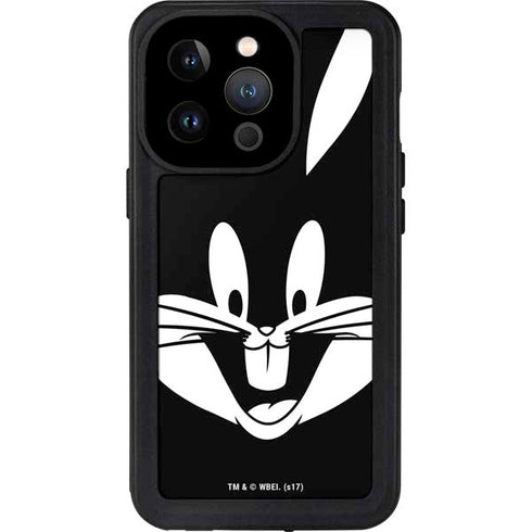 Looney Tunes Bugs Bunny Plain Black and White iPhone 14 Pro Waterproof Case