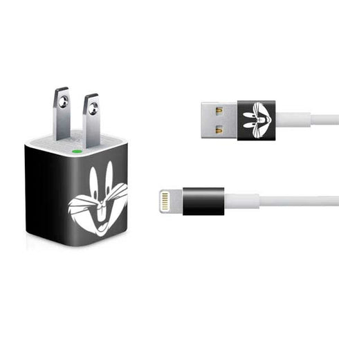 Looney Tunes Bugs Bunny Plain Black and White iPhone Charger (5W USB) Skin