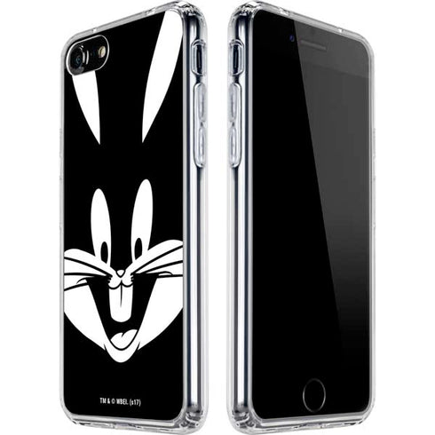 Looney Tunes Bugs Bunny Plain Black and White iPhone SE (2nd & 3rd Gen) Clear Case