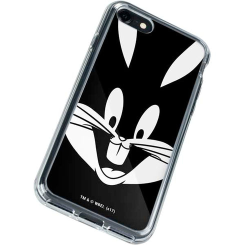 Looney Tunes Bugs Bunny Plain Black and White iPhone SE (2nd & 3rd Gen) Clear Case