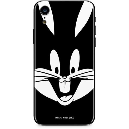 Looney Tunes Bugs Bunny Plain Black and White iPhone XR Skin