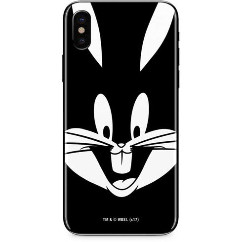 Looney Tunes Bugs Bunny Plain Black and White iPhone XS Skin
