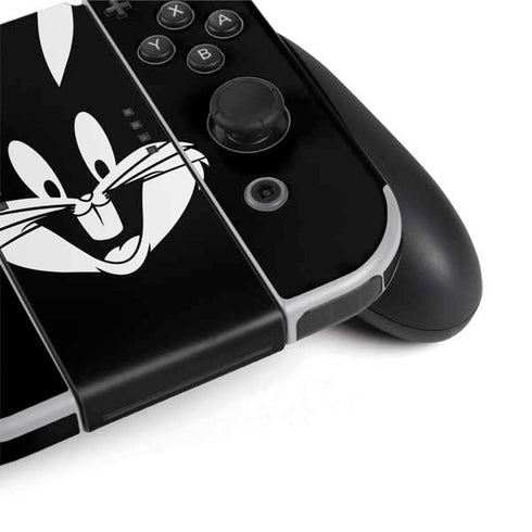 Looney Tunes Bugs Bunny Plain Black and White Nintendo Switch OLED (2021) Skin
