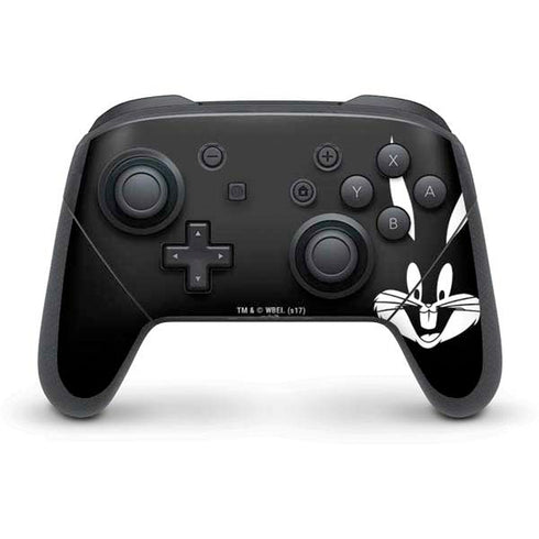 Looney Tunes Bugs Bunny Plain Black and White Nintendo Switch Pro Controller Skin