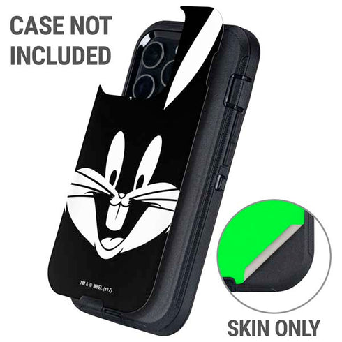 Looney Tunes Bugs Bunny Plain Black and White Otterbox Defender iPhone Skin