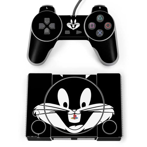 Looney Tunes Bugs Bunny Plain Black and White PlayStation Classic Bundle Skin
