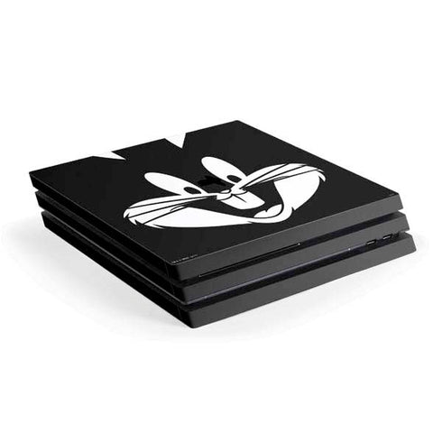 Looney Tunes Bugs Bunny Plain Black and White PS4 Pro Console Skin