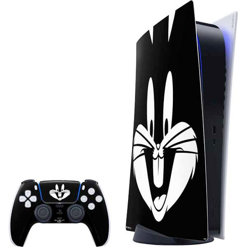 Looney Tunes Bugs Bunny Plain Black and White PS5 Digital Edition Bundle Skin