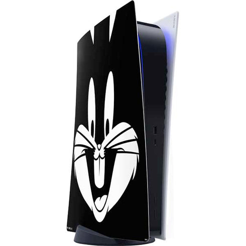 Looney Tunes Bugs Bunny Plain Black and White PS5 Digital Edition Console Skin