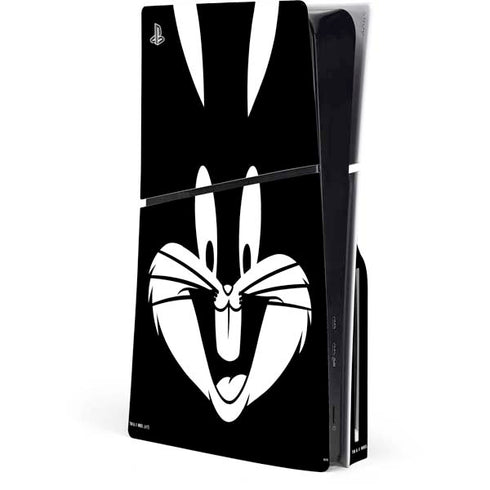 Looney Tunes Bugs Bunny Plain Black and White PS5 Slim Disk Console Skin