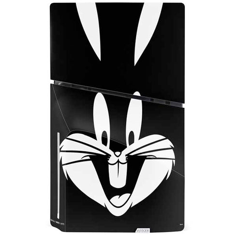 Looney Tunes Bugs Bunny Plain Black and White PS5 Slim Disk Console Skin