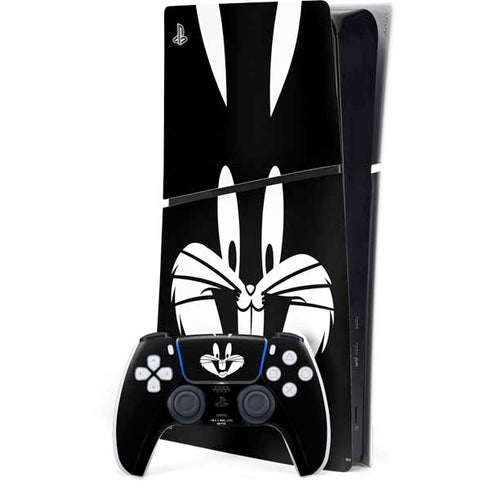 Looney Tunes Bugs Bunny Plain Black and White PS5 Slim Digital Edition Bundle Skin