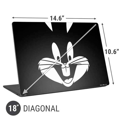 Looney Tunes Bugs Bunny Plain Black and White Universal Laptop 18in (14.6 x 10.6in) Skin