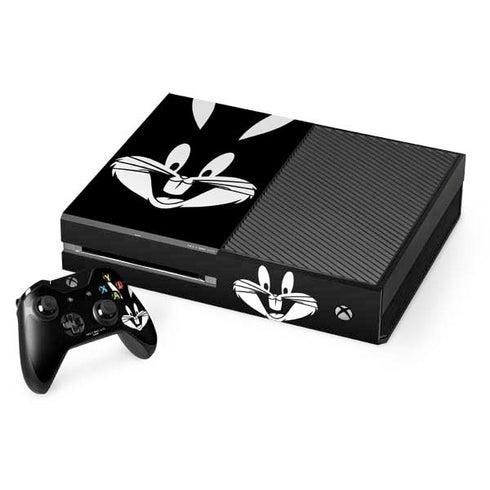 Looney Tunes Bugs Bunny Plain Black and White Xbox One Console and Controller Bundle Skin