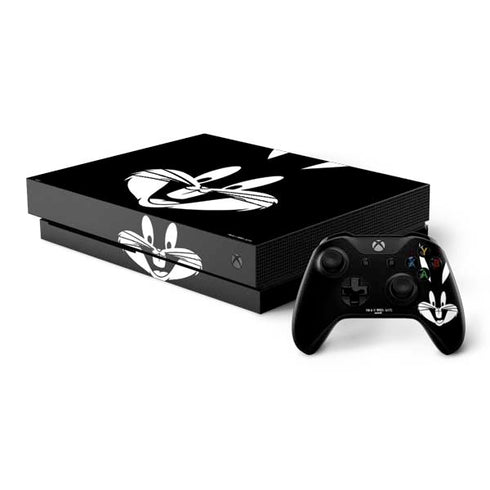 Looney Tunes Bugs Bunny Plain Black and White Xbox One X Bundle Skin